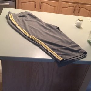 Gray with yellow trim crop pants